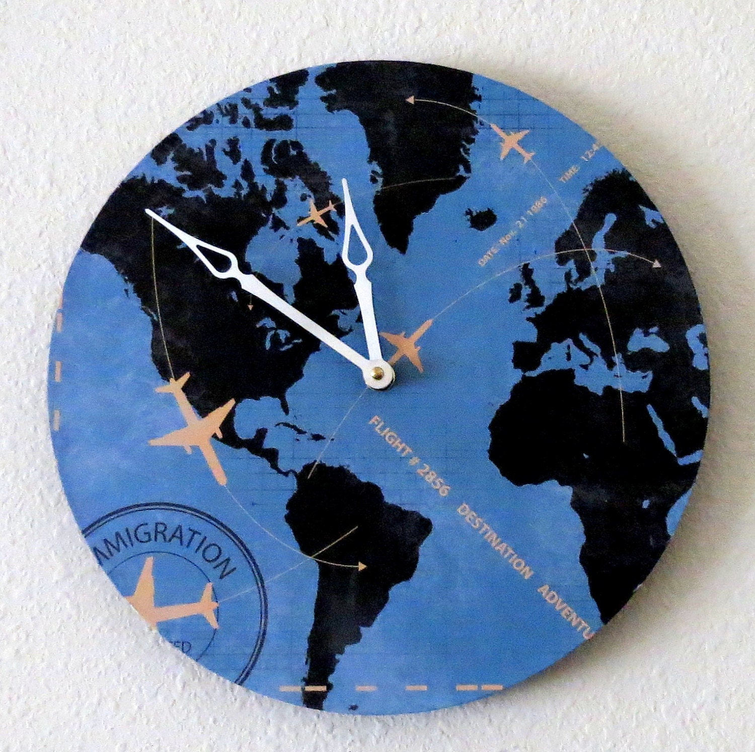 Retro Map Wall Clock, Home and Living, Home Decor,  Blue and Black Decor, Decor & Housewares, Unique Gift