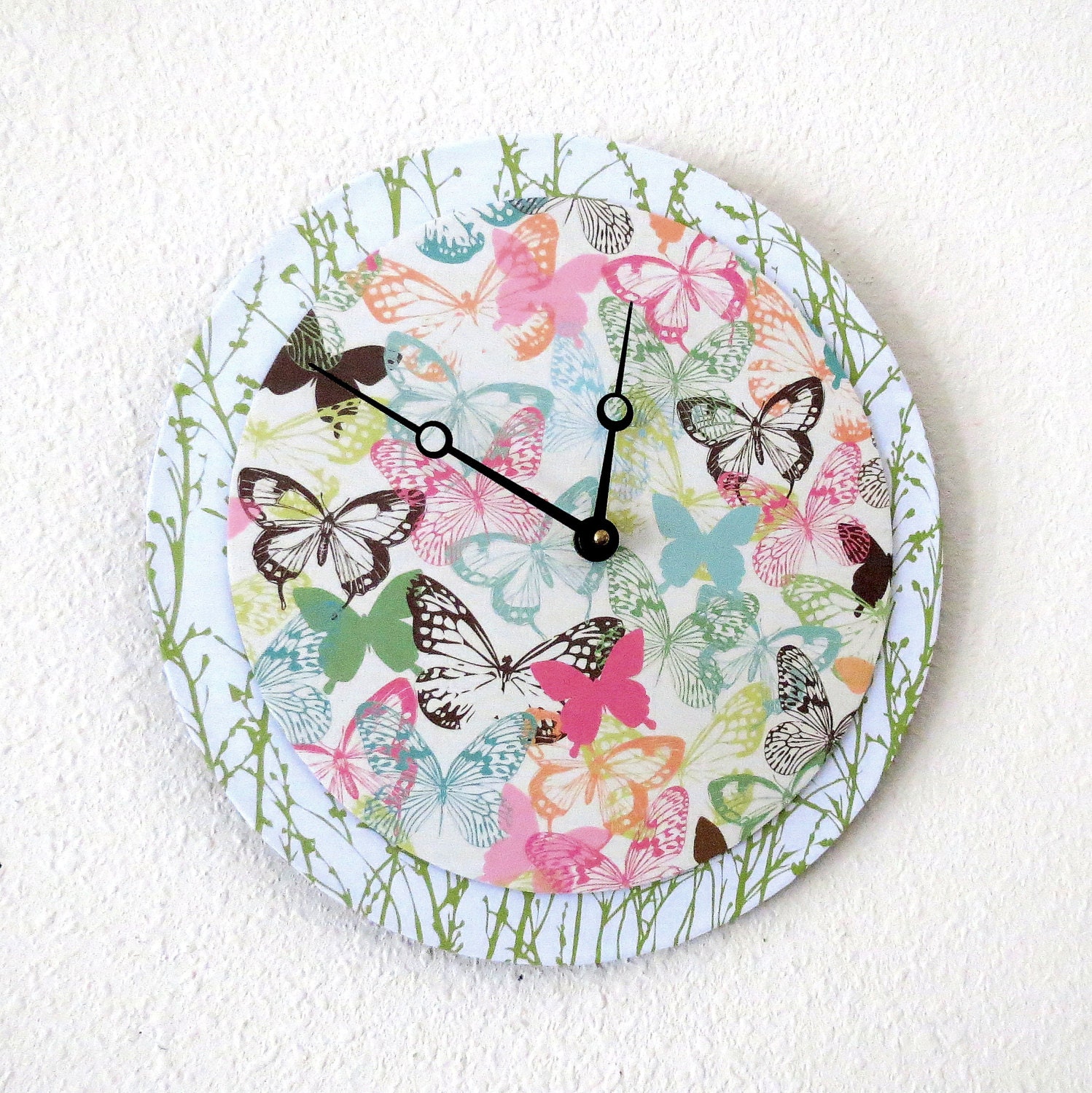 Unique Wall Clock Valentine Gift Butterfly Decor by Shannybeebo