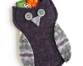 Felted Wool Dark Purple Owl Gift Card Holder/ Decoration, Mother's Day gift, Upcycled, Birthday, Baby, Wedding Shower