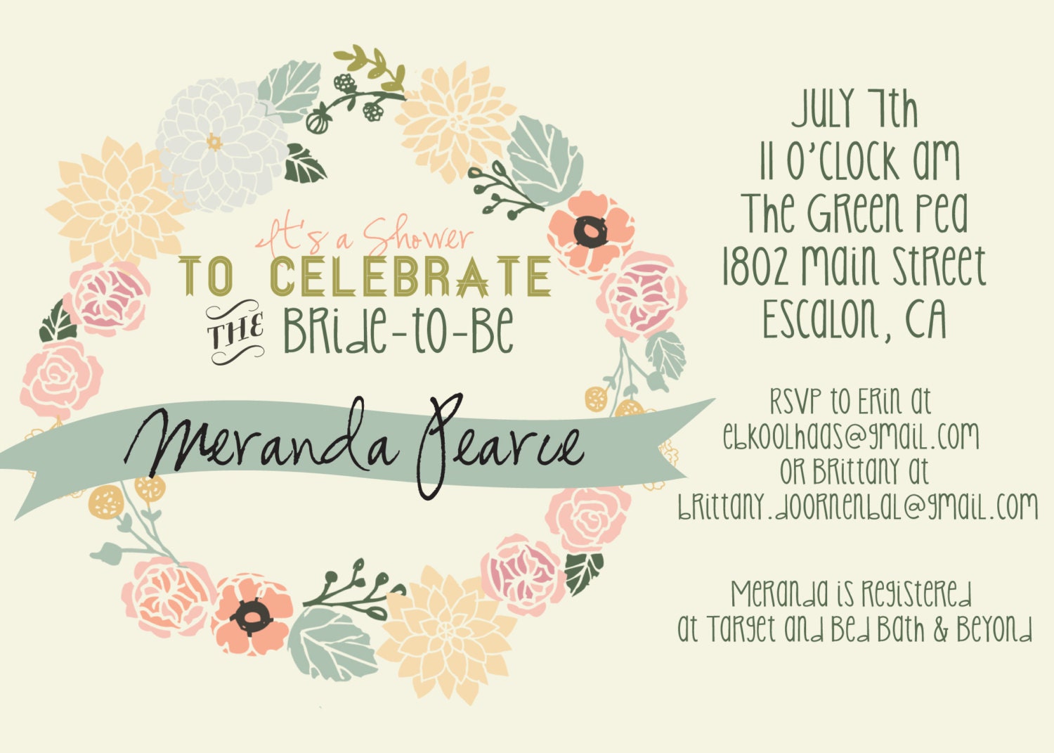 Bridal Shower Invitation: DIY-Printable. Customizable. Fresh & Floral.