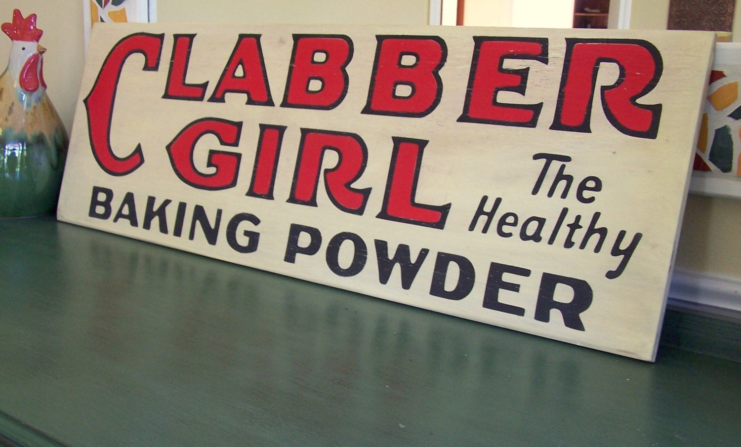 12" x 36" - Clabber Girl Sign Reproduction Vintage Inspired  Wood Handpainted Wood Sign