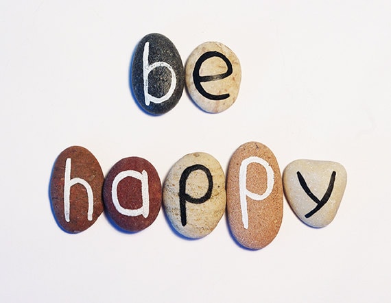 Be Happy, 7 Magnets Letters, Custom Quote, Beach Pebbles, Inspirational Word or Quote, Gift Ideas, Sea Stones, Personalized, Rocks