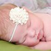 Ivory Headband, Cream Satin Headband, Baby Girl Headband, Newborn Infant Toddler Girl