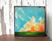 SALE 20% OFF Glowing sunset clouds landscape original oil painting - Stormscape series twentyfour
