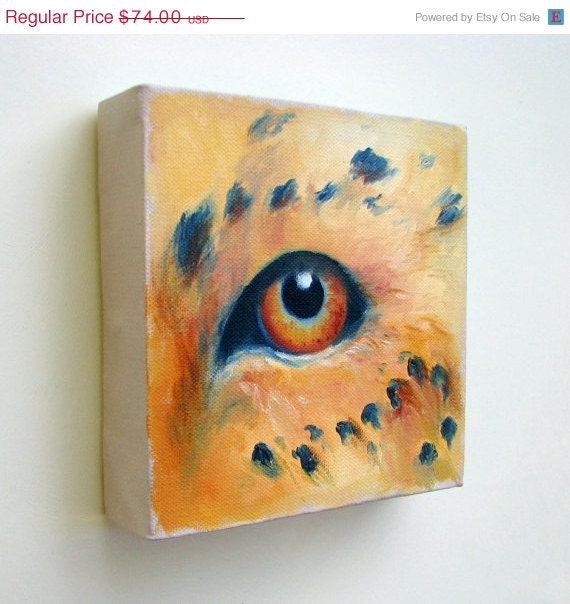 SALE 20% OFF Wildlife painting, cheetah cat animal, original oil on canvas, wall art, home decor - Eye See You series two