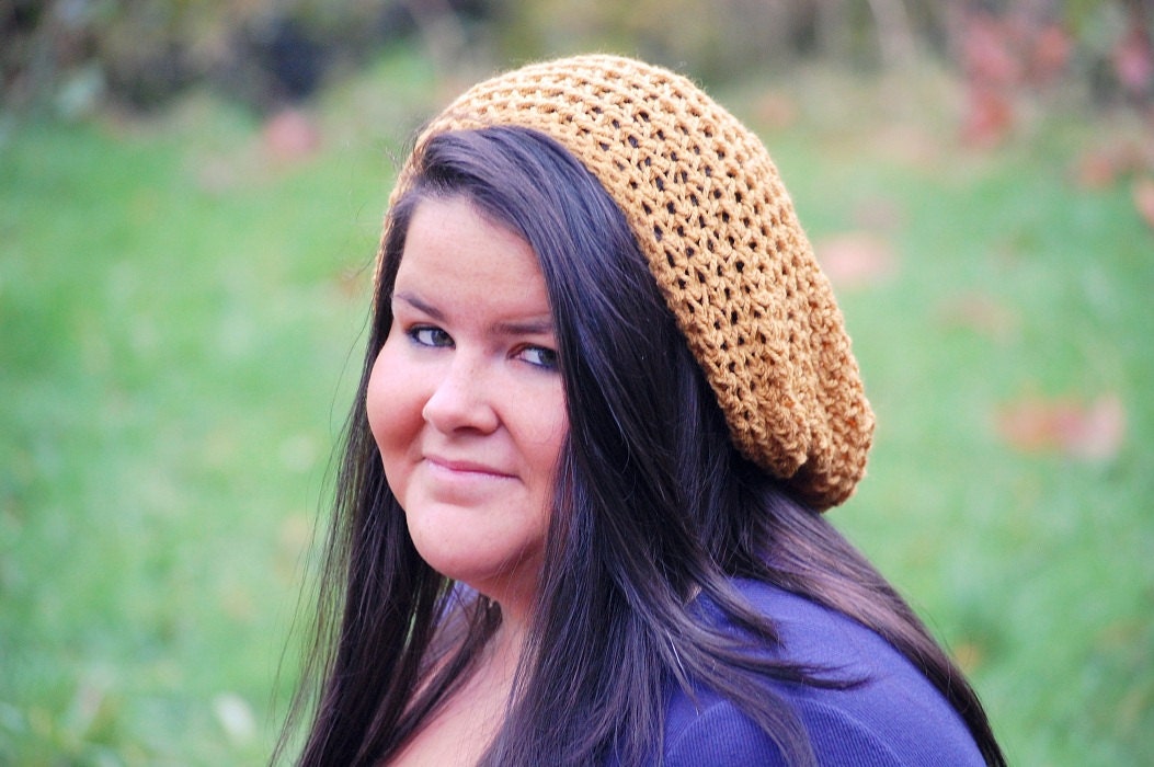Crochet slouch beanie mustard yellow