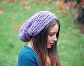 Crochet slouch beanie pretty light purple