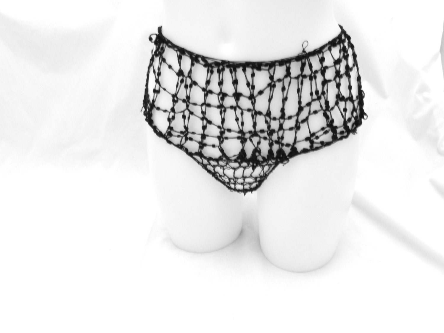 High rise tap knickers, Black, handmade lace. Hand knitted, super gentle.size S M Perfect st valentine's day gift for her