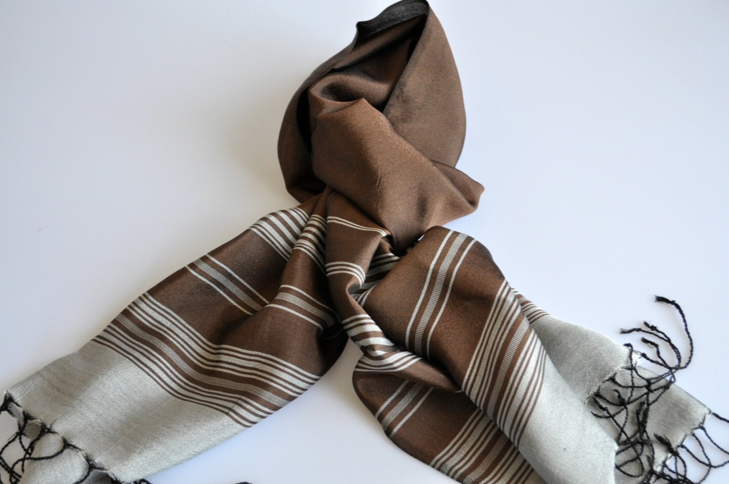 Handwoven Ida Silk Shawl - Brown