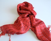 Handwoven Silk Shawl - Red - Pure Silk