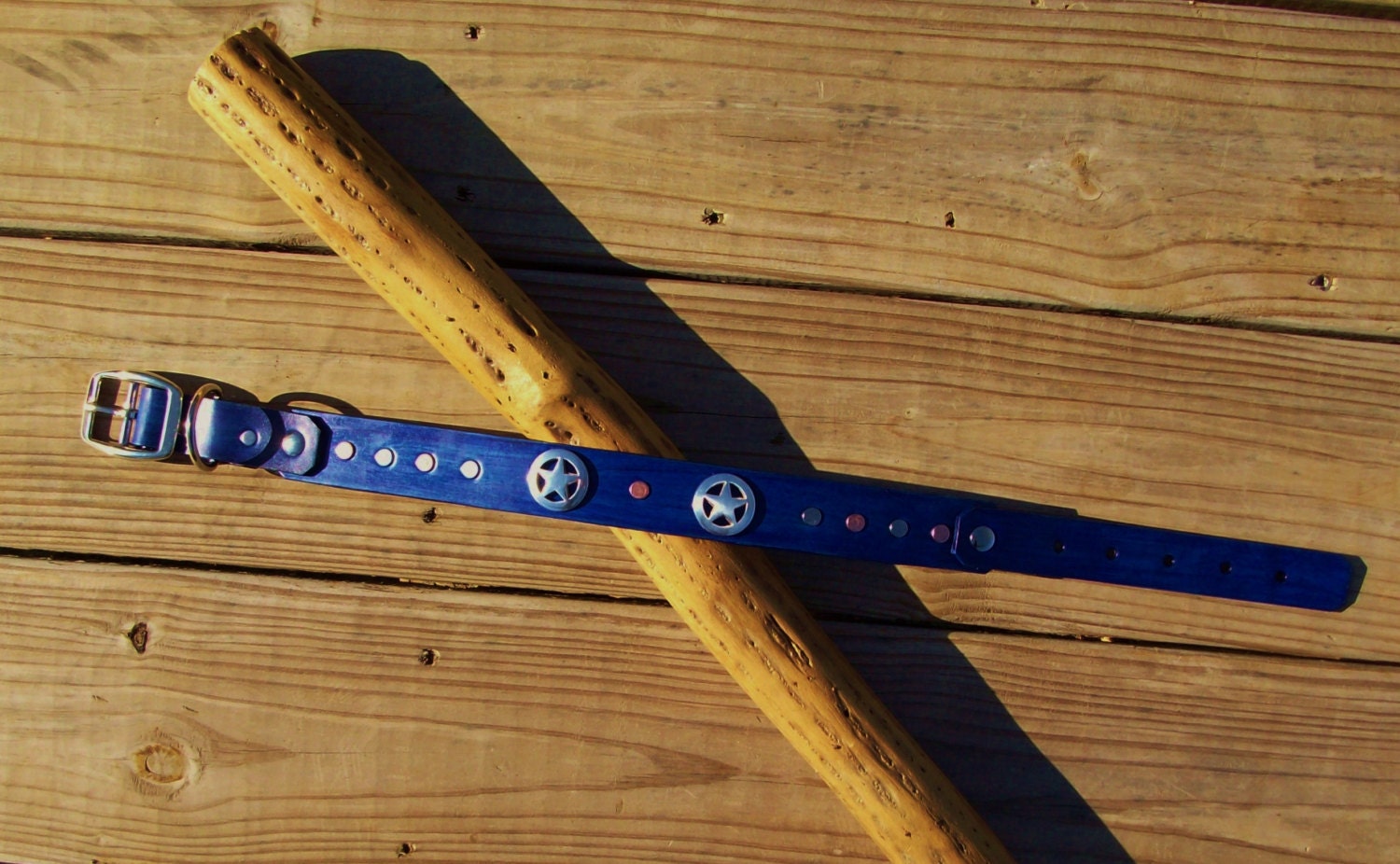 Leather dog collar Silver Star Conchos with Copper and Nickle Rivets. Custom Any size or color.  Personalized.