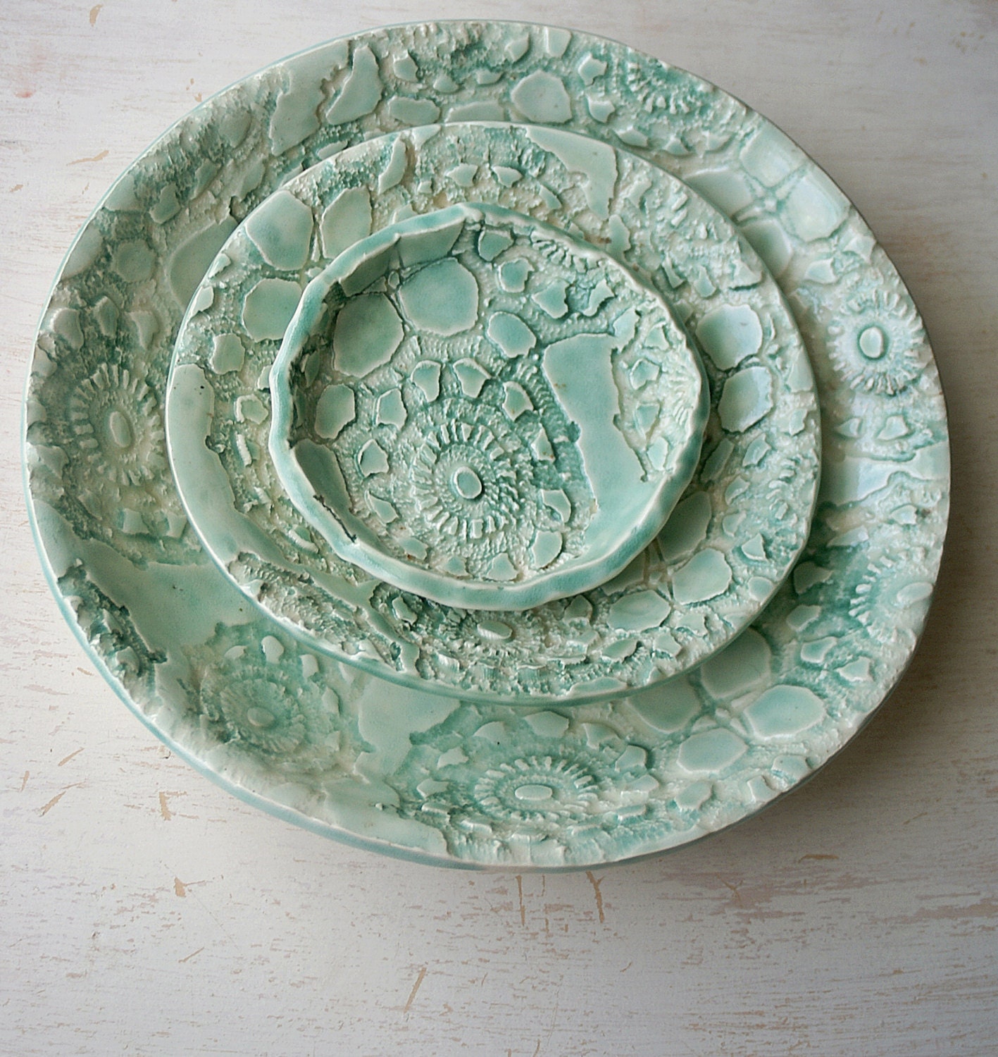 Nesting Bowl Set - Green - Ceramic Pottery