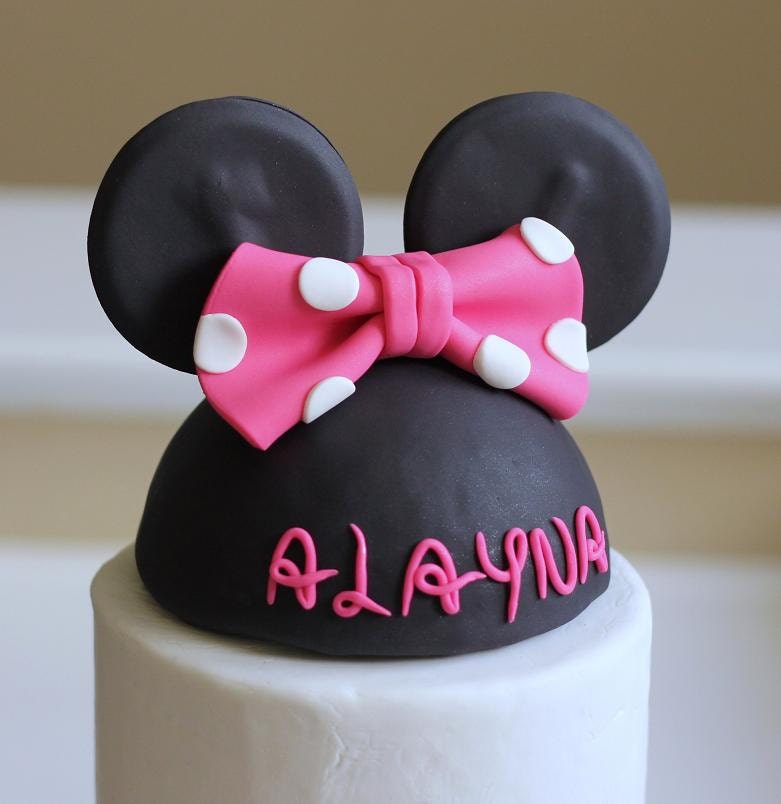 Hot Pink Minnie Mouse-Inspired 3D Cake Topper with 30 Coordinating Fondant Dots Included