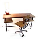 Reclaimed Industrial Desk // Barn Wood Workstation // Rustic Wood Table