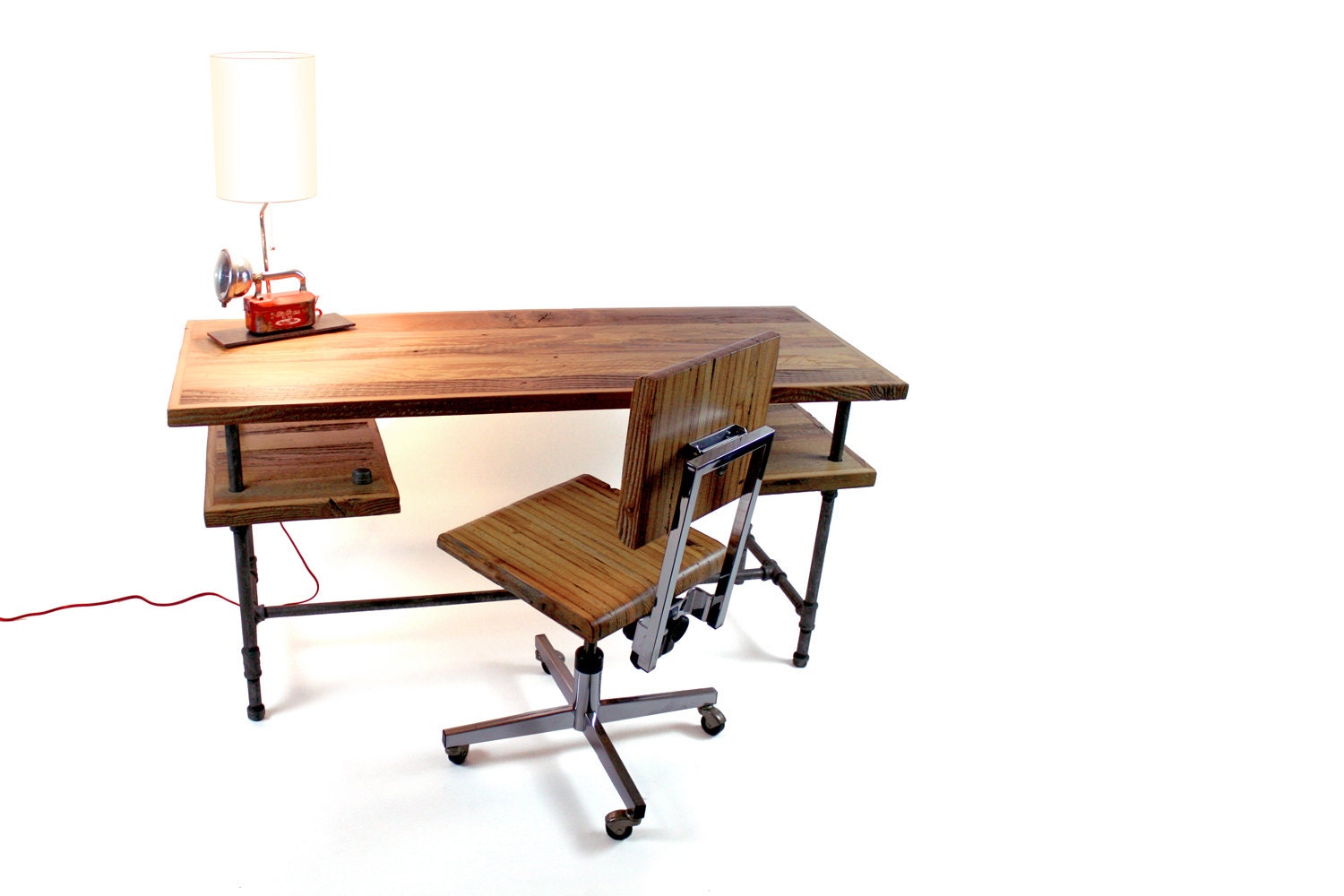 Reclaimed Industrial Desk // Barn Wood Workstation // Rustic Wood Table