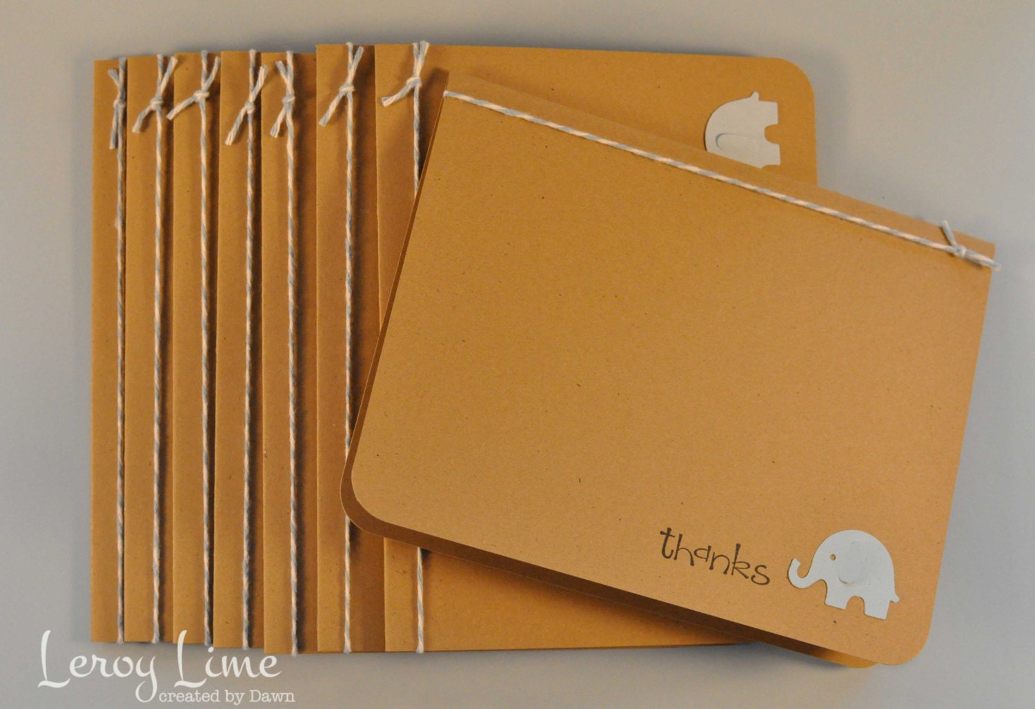 Thank You Baby Elephant Blank Note Cards - set of 8 - Baby Shower, Baby Thanks, New Baby Thanks