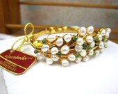 Swoboda Fresh Water Pearl Clamper Bracelet Bangle 1950s Vintage Jewelry