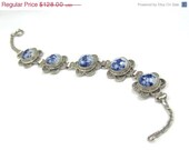 Art Deco Bracelet w Brooch Sterling Silver Delft Filigree 1920s Vintage Jewelry