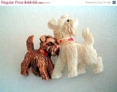 Art Deco Brooch Celluloid Scottie Dogs 1930s Vintage Jewelry