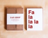 Christmas Carol Cards - Holiday Card Set - Christmas Card Set - Red Christmas Cards - Fa la la la la - Set of 6 Cards