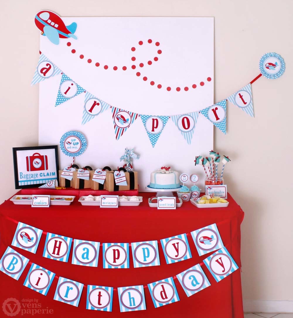 Airplane Party Package Personalized FULL Collection Set - PRINTABLE DIY - PS818CA1x