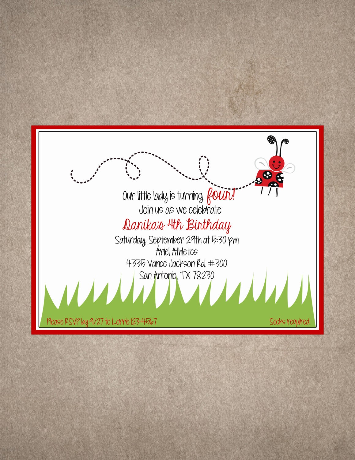 Ladybug birthday invite-Print your own