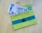 Hand Woven Plarn Coupon Pouch - Yellow and Green
