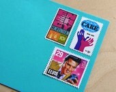 Vintage unused - Neon Elvis - postage stamps to post 5 letters - or use in scrapbooking and crafts