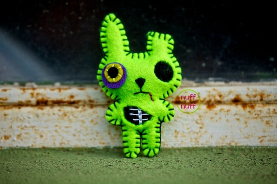 Felt Zombie Bunny - Pocket Plush Toy