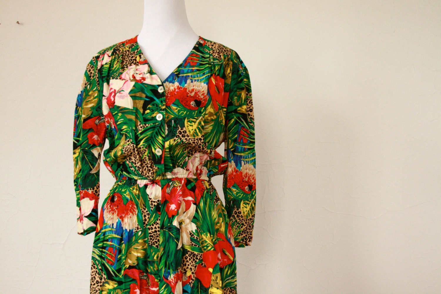 vintage floral and cheetah print dress