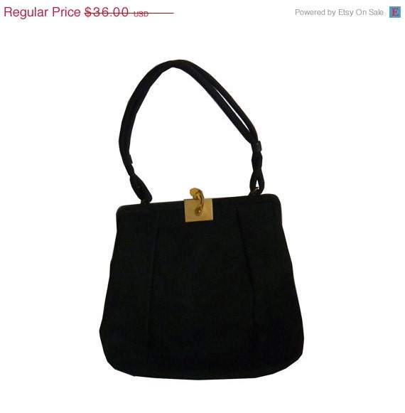 Vintage Black Suede Bienen-Davis Handbag
