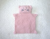 Hand Knit Kitty Doll, Baby Kitty Lovie Lovey, Baby Shower Gift, Kitty Blankie Buddy, Security Blanket Pal Toddler Children