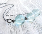 Aquamarine blue necklace, pale aqua blue necklace, pastel teal jewelry, sterling silver jewelry, jetteam