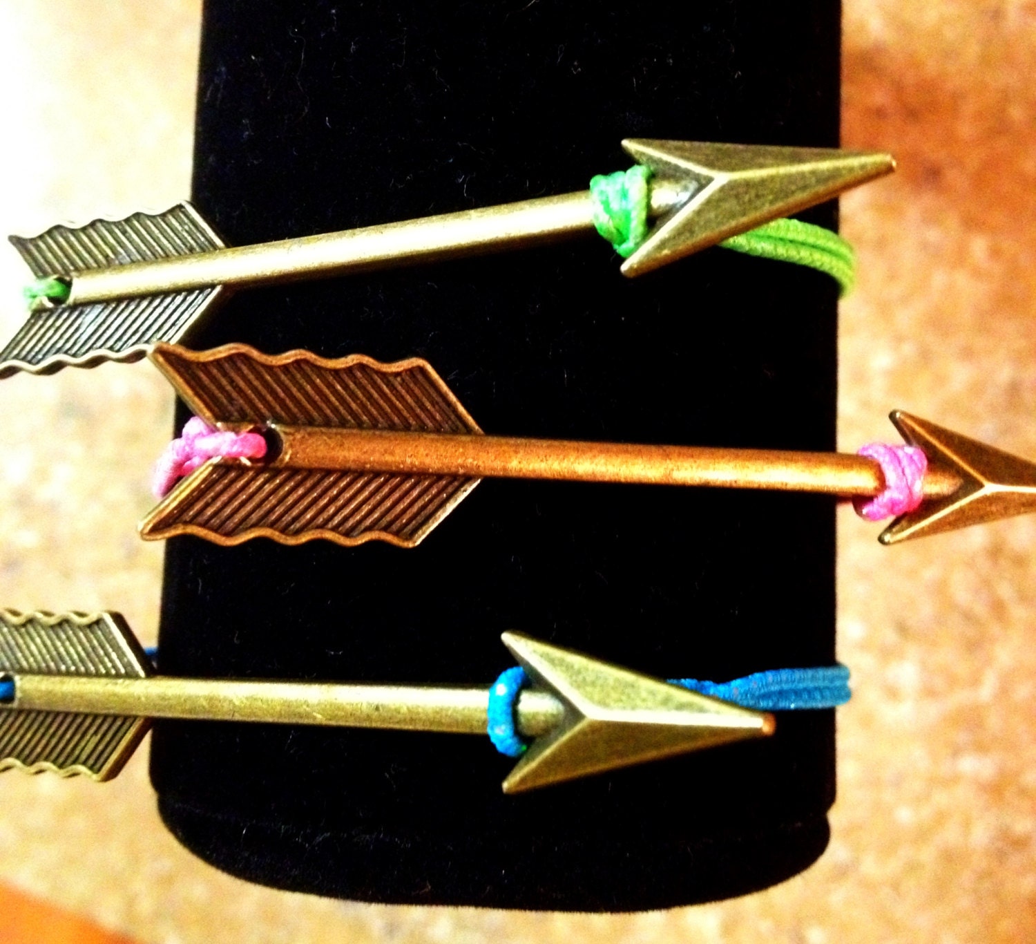 Golden Arrow Charm Bracelet on Elastic Band