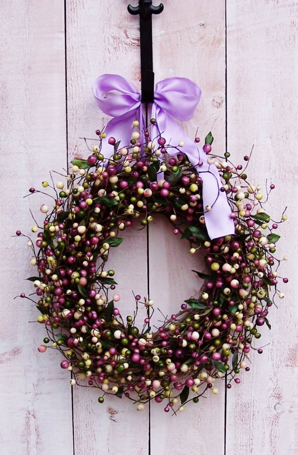 Spring/Summer Wreath-Spring Door Wreath-Front Door Wreath-LAVENDER LILAC Berry Door Wreath-Spring Decor-Outdoor Wreath-Primitives Country