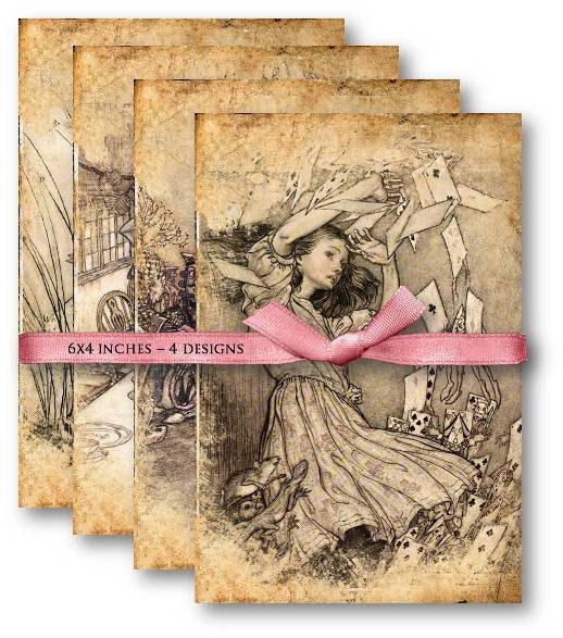 Vintage Alice in Wonderland Papers - Digital Collage Sheet Download - Set No.655
