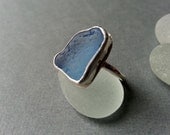 Sea Glass Ring, Sea Glass Jewelry, Sterling Silver, Cornflower Blue, Sea Glass, Beach Jewelry, Beach glass jewelry