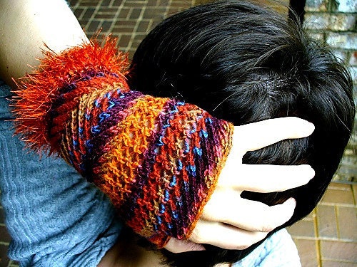 KNITTING PATTERN Frizzle Fingerless Gloves, Wrist Warmers, Arm Warmers