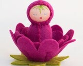 Little Doll Felt Rose Pink Flower - Miniature Valentine's Day Decoration