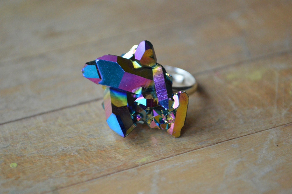 Cosmic Rainbow Titanium Crystal Ring