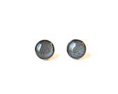 charcoal grey metallic studs post earrings eco friendly jewelry wood earrings minimalist jewelry eco fashion for her