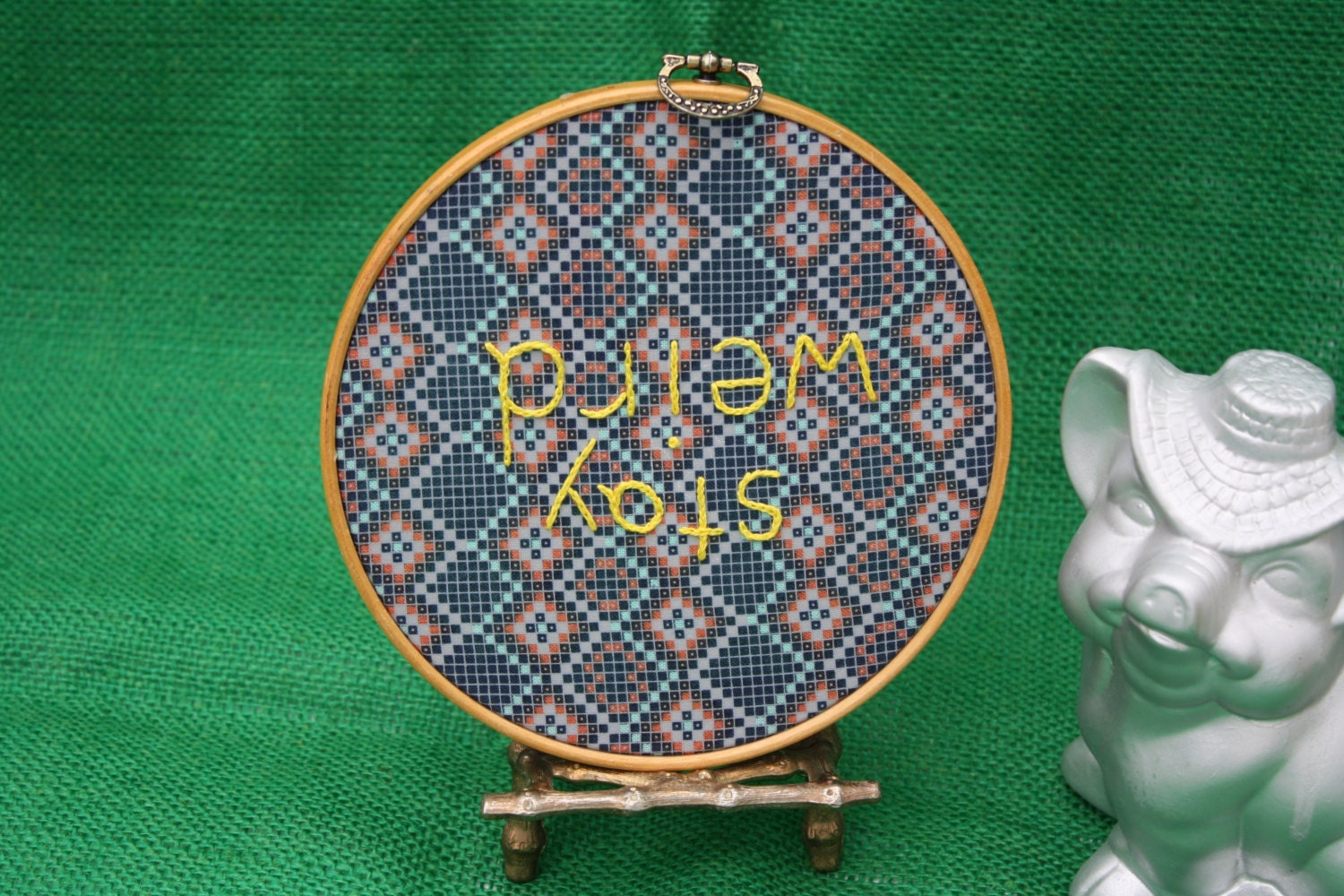 Embroidery Hoop Art - stay weird - 5 inch
