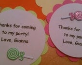 Personalized lollipop party favor / thank you tags - set of 8