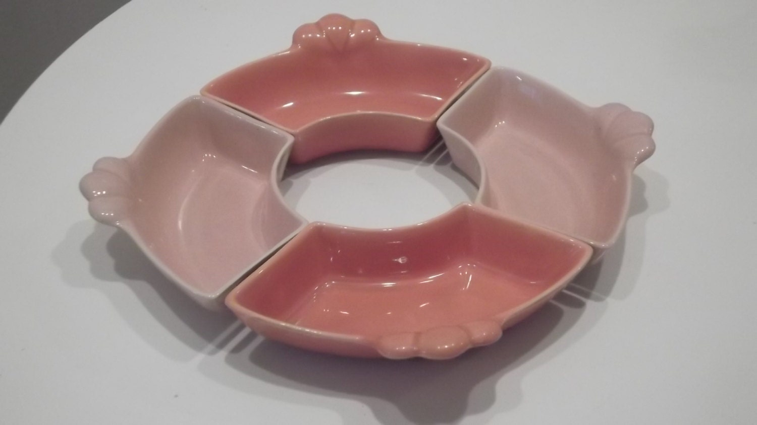 Vintage Lazy Susan Dishes Cantelope and Peach Tones