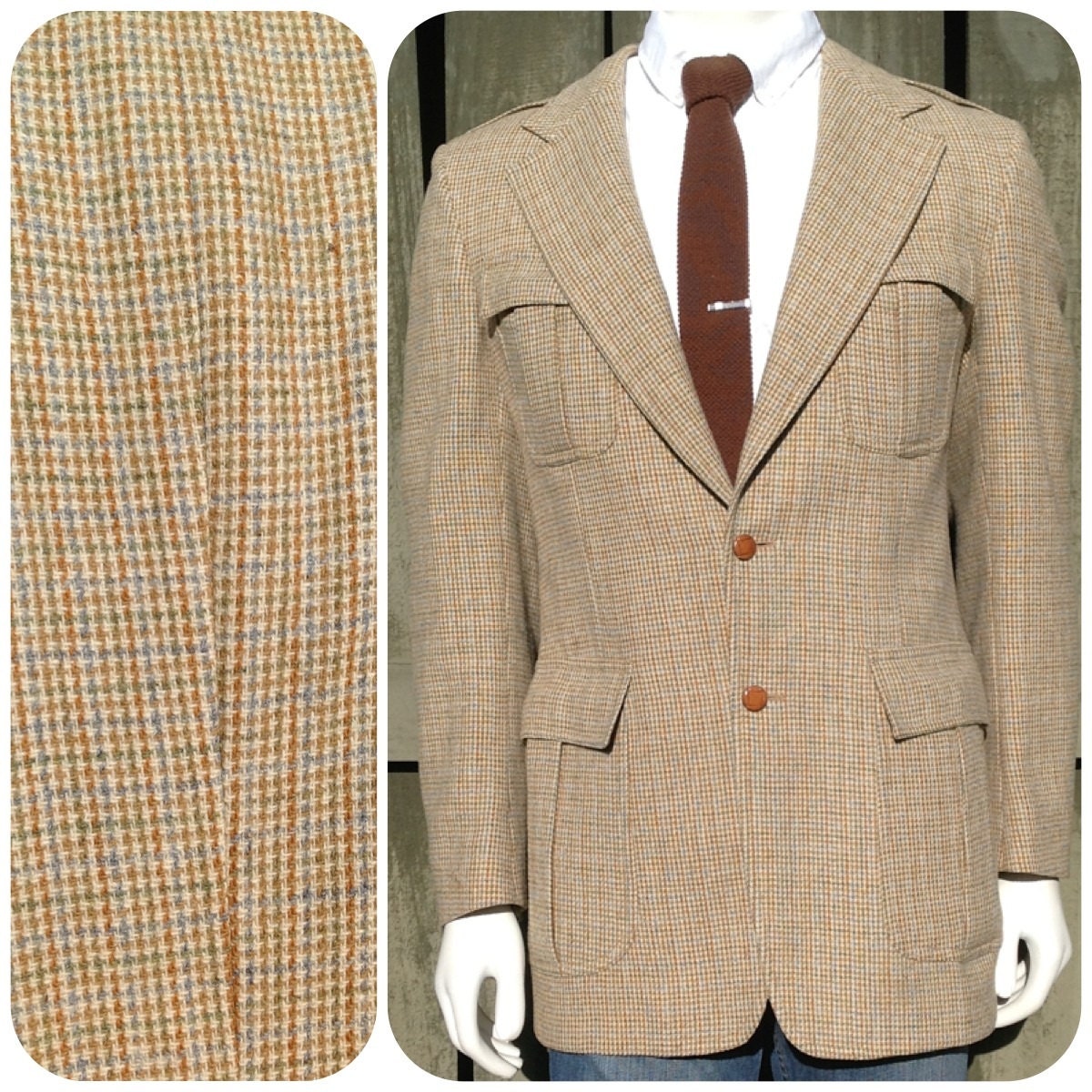 VINTAGE 1960s Mens Military Inspired Sports Coat with Epaulets -- Blazer -- subtle sophisticated and cool