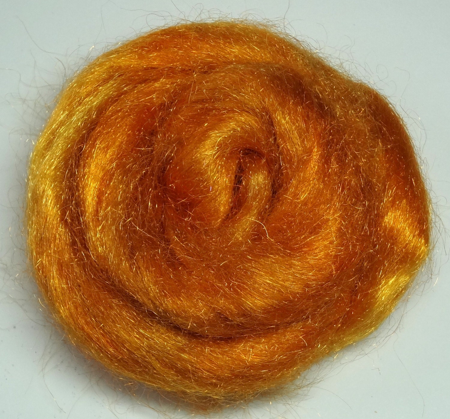 Hand Dyed Firestar "Ginger" Sparkle and Shine Fiber Add In
