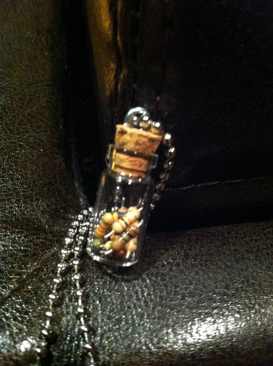 Mini Glass Bottle Pendant Necklace Resistors Electonics
