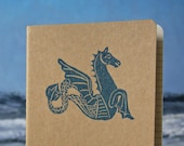 Mythical Hippocamp Moleskine Journal, Sea Horse of the Ocean - lined cahier journal with inner pocket