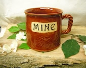 Jumbo Coffee Mug - MINE - Humorous - Brick Red