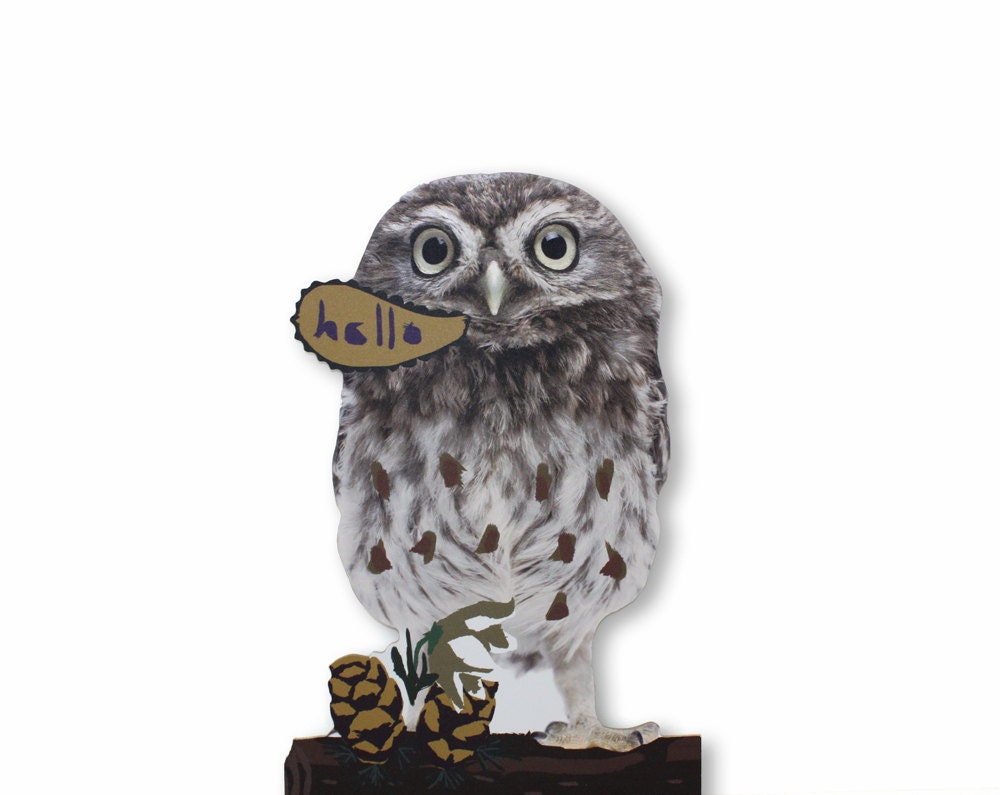Animal Friends - Owl - print on wood